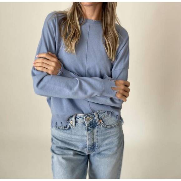 NEW SIX/FIFTY fringed sweater in blue - Picture 3 of 4